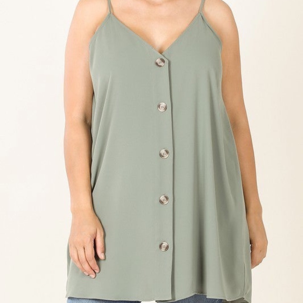 Zenana Olive green Spaghetti cami